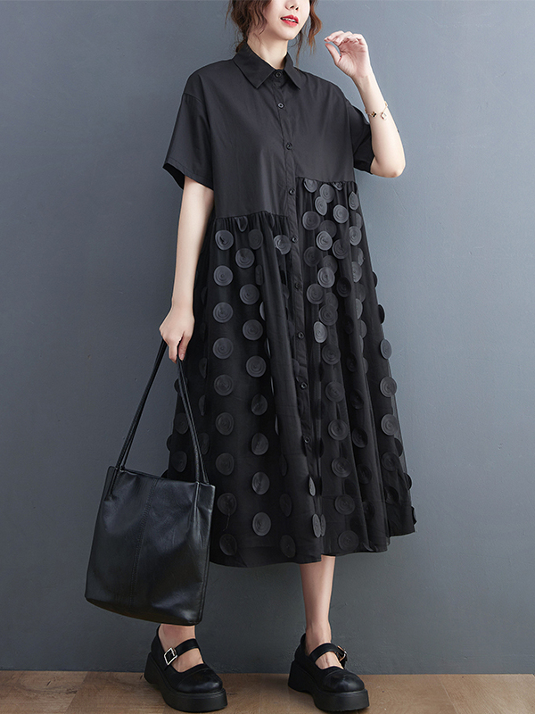Korean Style A Line Shirt Dress - Slimming Fashion Summer Shirt Dress Women's