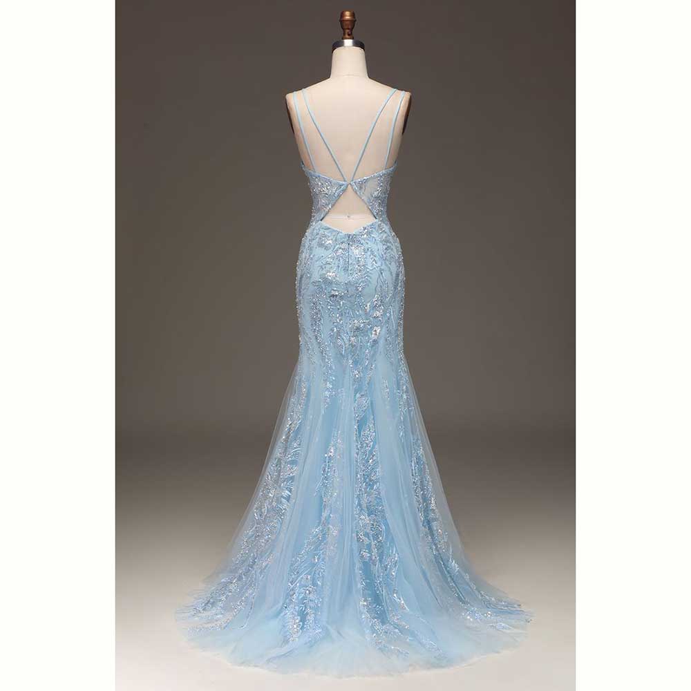 Elegant Light Blue Satin Women - огляд і ціна Elegant Satin Evening Gown Split