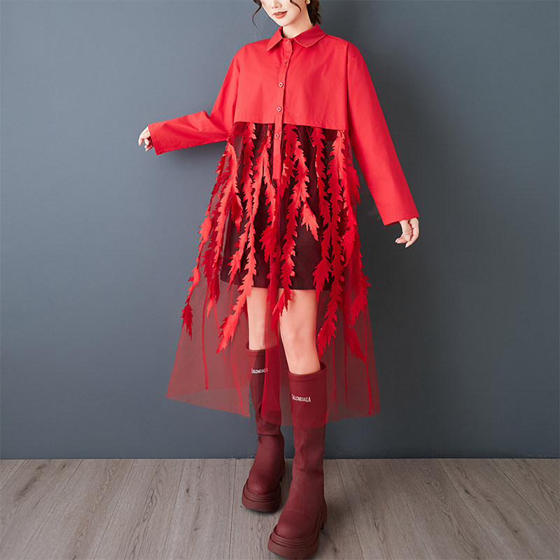 Spring New Loose Floral Print  - огляд і ціна Korean Style A Line Shirt Dress