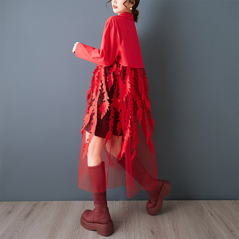 Spring New Loose Floral Print  - огляд і ціна Korean Style A Line Shirt Dress