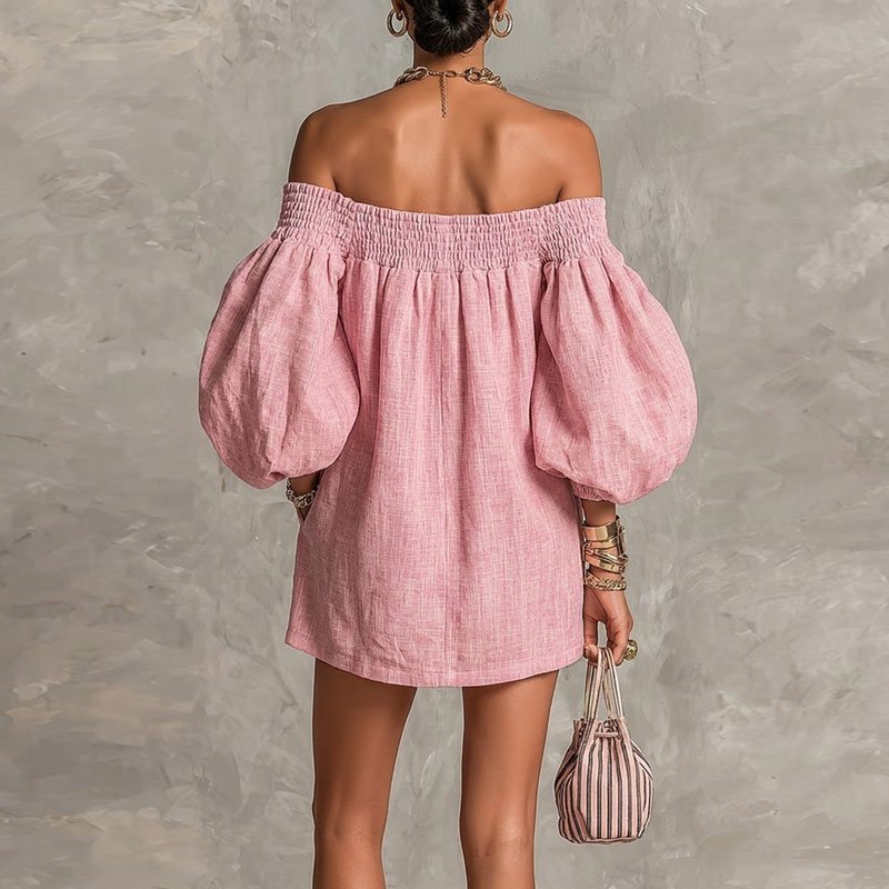 Women's Solid Off Shoulder New - огляд і ціна Off Shoulder Puff Sleeve Sundress