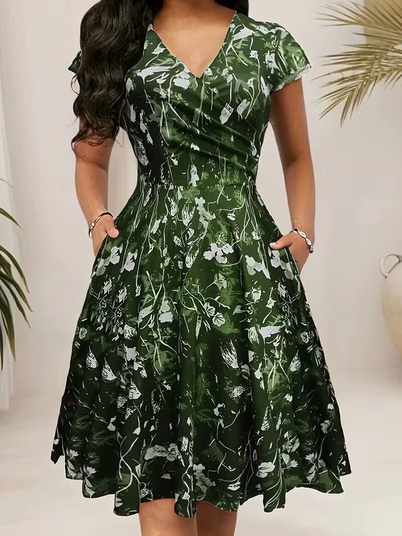 2026 Summer Round Neck Long Dr - огляд і ціна French Vintage Floral Midi Dress
