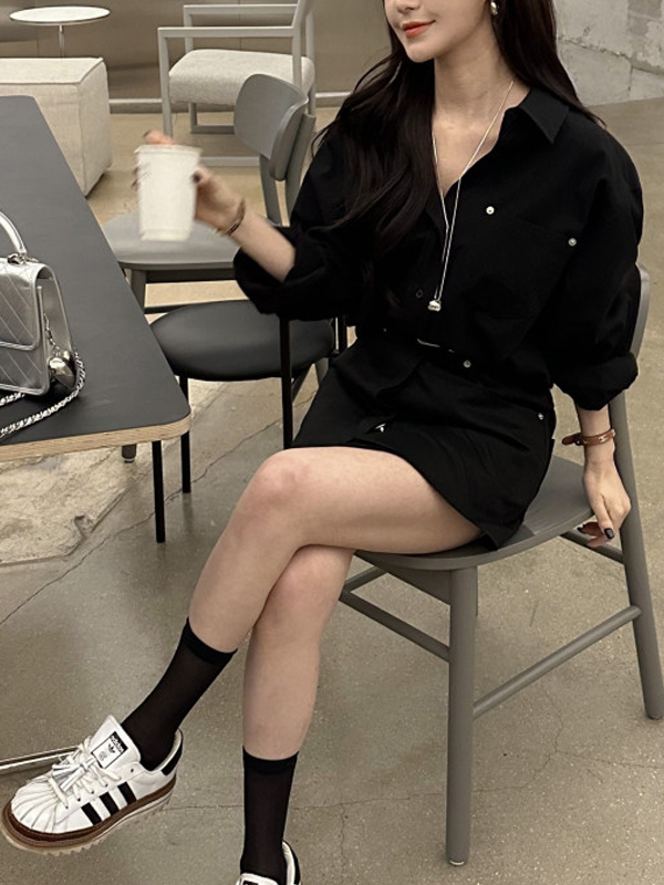 White Shirt Dress Women's Kore - огляд і ціна Korean Style A Line Shirt Dress