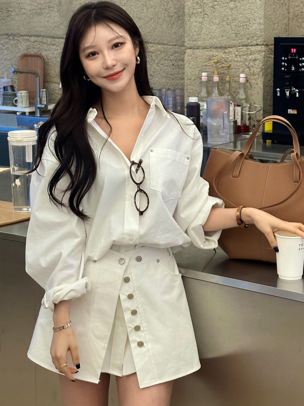 White Shirt Dress Women's Kore - огляд і ціна Korean Style A Line Shirt Dress