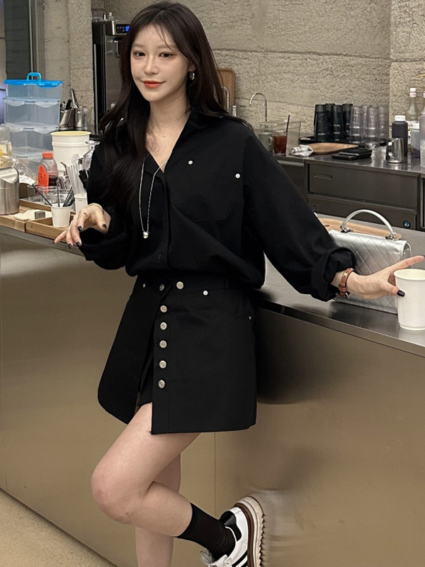 White Shirt Dress Women's Kore - огляд і ціна Korean Style A Line Shirt Dress