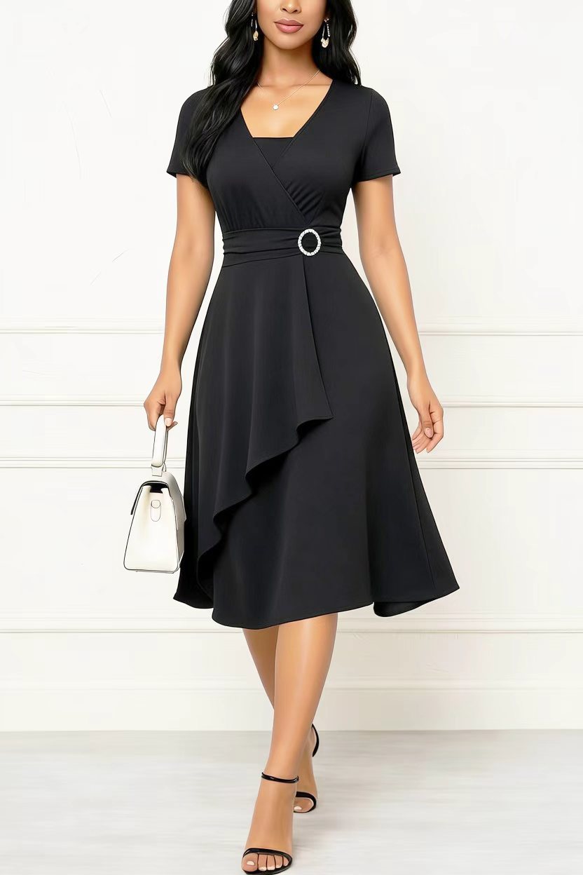 Women Summer Short Sleeve Squa - огляд і ціна French Vintage Floral Midi Dress
