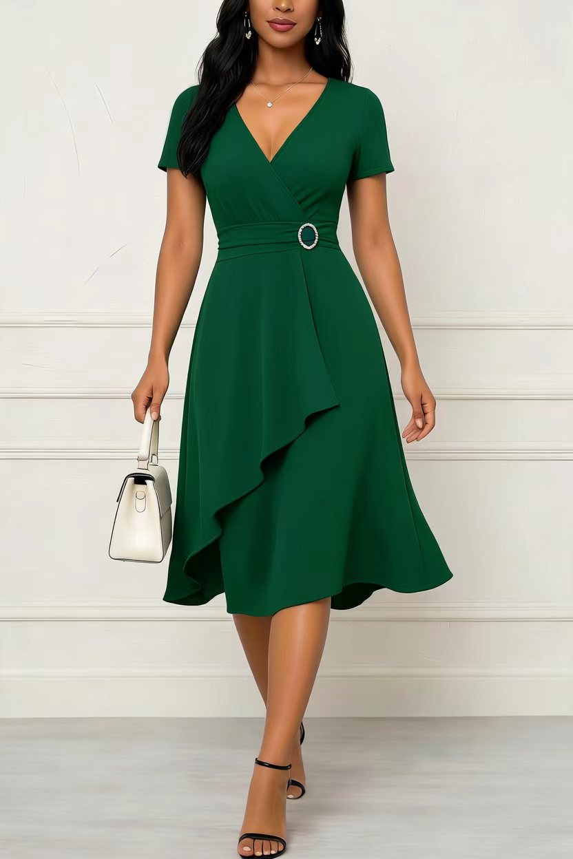 Women Summer Short Sleeve Squa - огляд і ціна French Vintage Floral Midi Dress