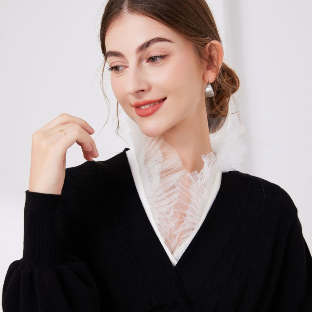 V Shape Melange Yarn Fake Coll - огляд і ціна Tops