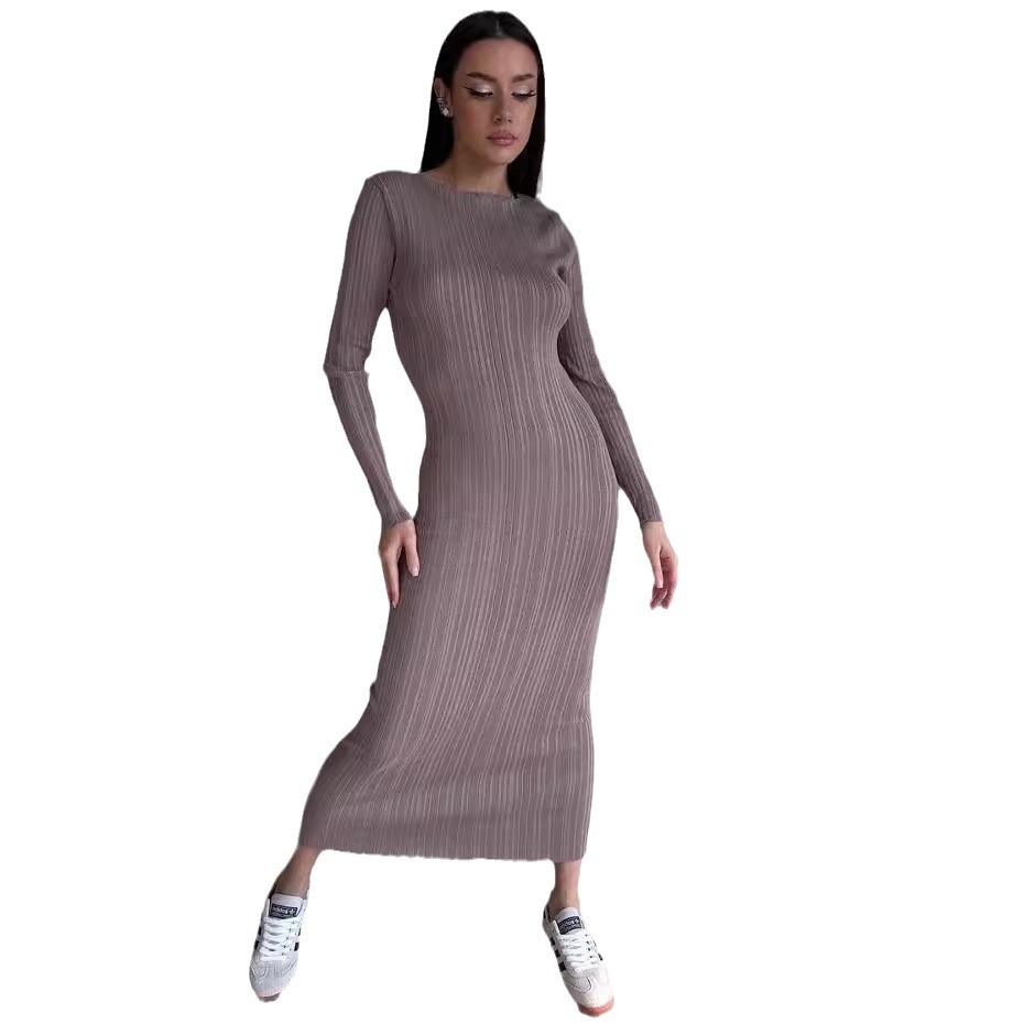 Women's Elegant Crew Neck Wais - огляд і ціна Bodycon Long Sleeve Ribbed Dress