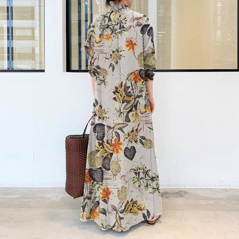 Autumn new plus size casual co - огляд і ціна Casual Loose Linen Shirt Dress