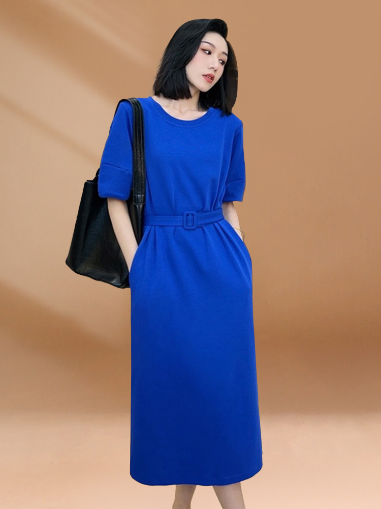 Klein Blue Women's Summer Casu - огляд і ціна Korean Style A Line Shirt Dress