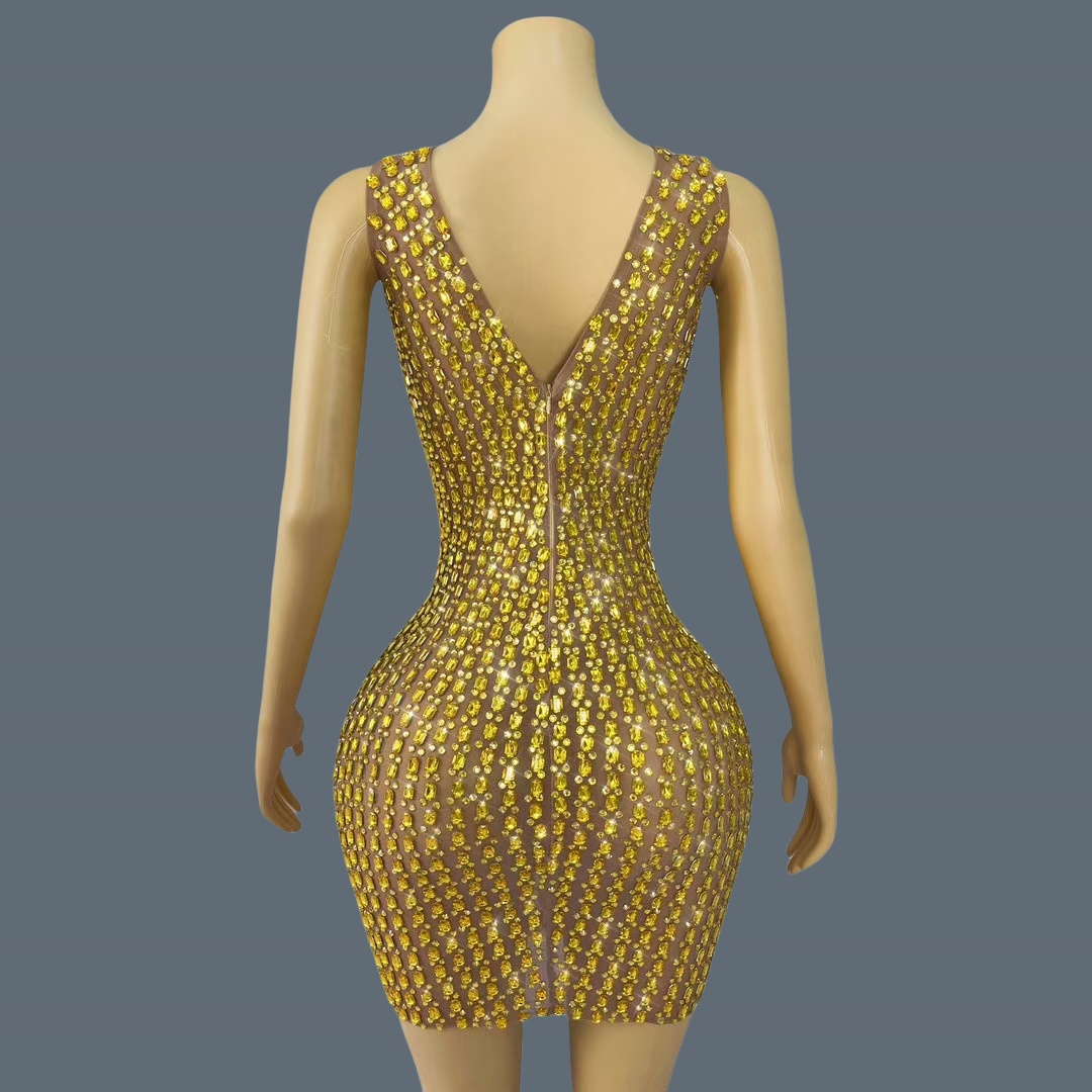 New Sexy Hollow out Mini Dress - огляд і ціна Sparkly Rhinestone Club Party Dress