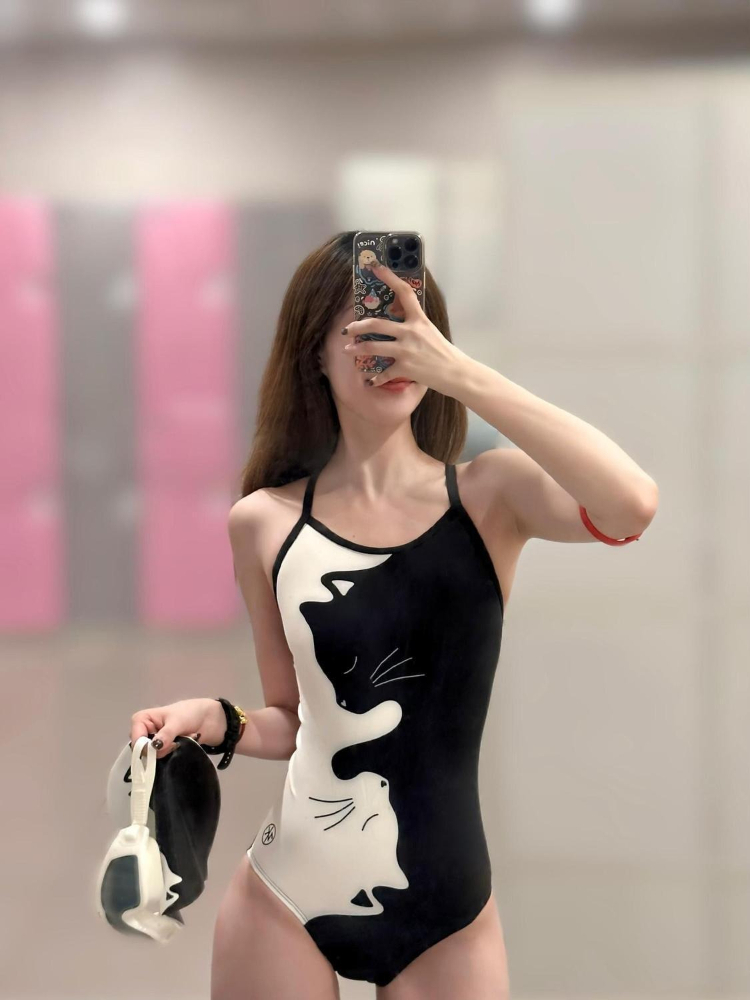 Black White Kitten Print Women - огляд і ціна Swimwear