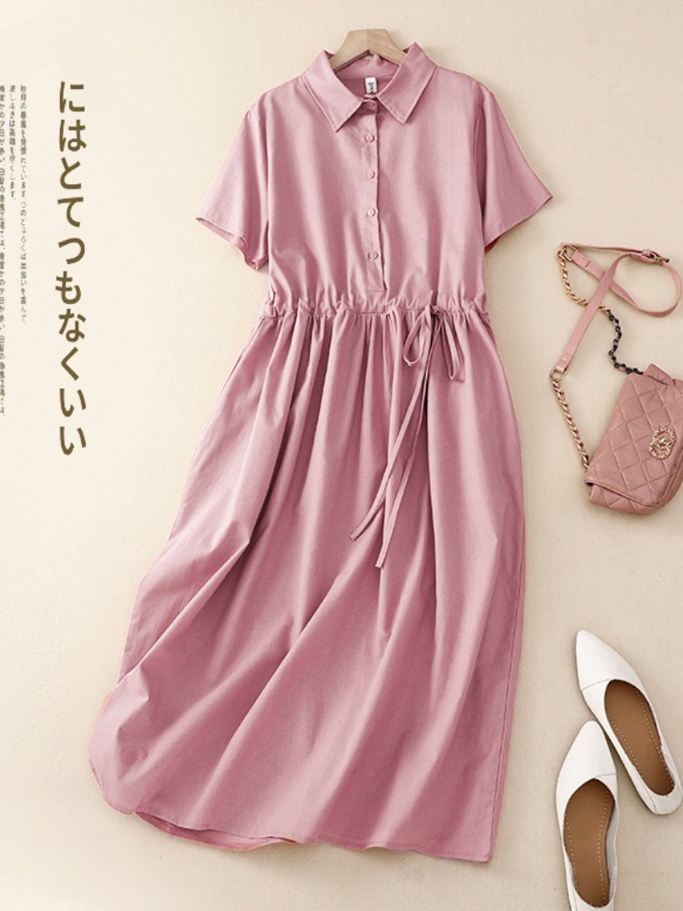 Outlet Cotton Lin Women's Dres - огляд і ціна Korean Style A Line Shirt Dress