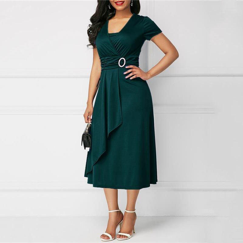 We.Fine Dress Women Solid Colo - огляд і ціна French Vintage Floral Midi Dress