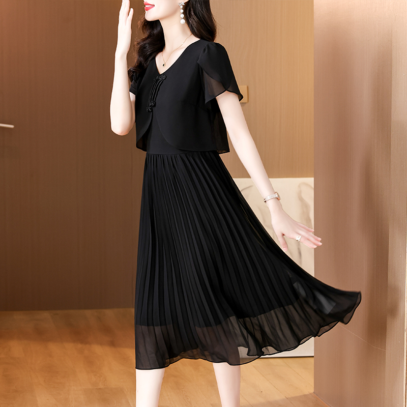 2025 Summer Solid Chiffon Casu - огляд і ціна French Vintage Floral Midi Dress